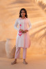 Pink &amp; White Divide Embroidered Panel Kurta Set