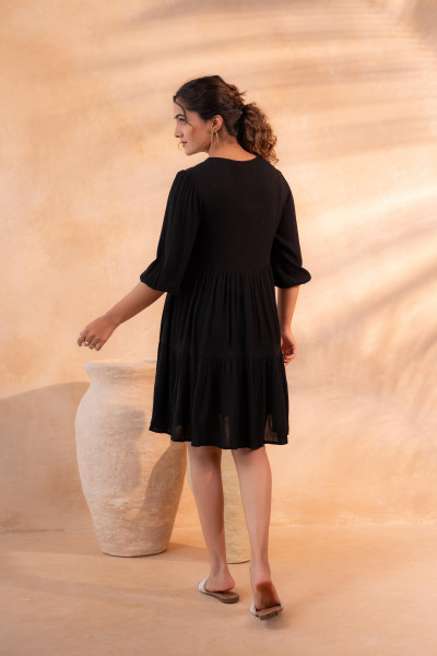 Black Nomad Embroidered Boho Dress