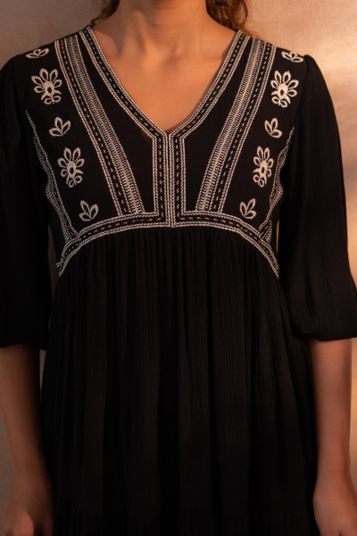 Black Nomad Embroidered Boho Dress