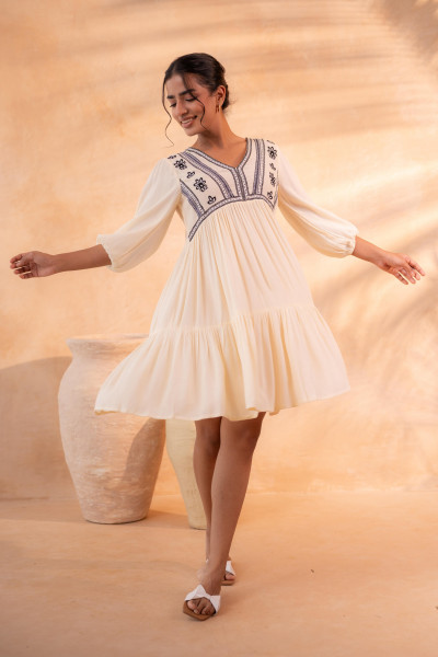 Off-White Nomad Embroidered Boho Dress