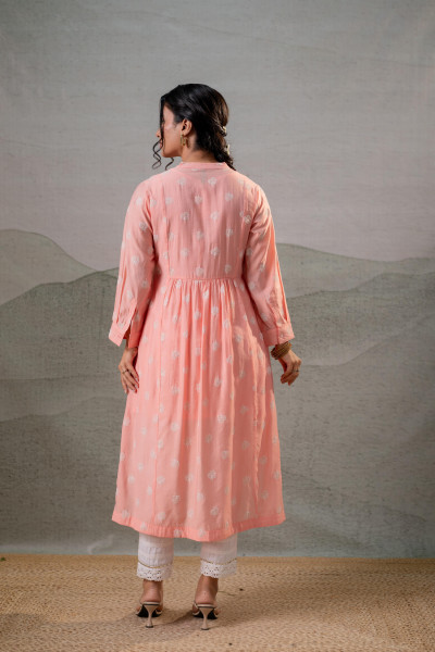Peach Embroidered Kurta