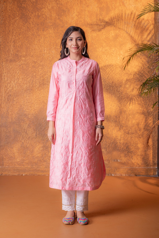 Gulnaar Peach Foil Print Kurta