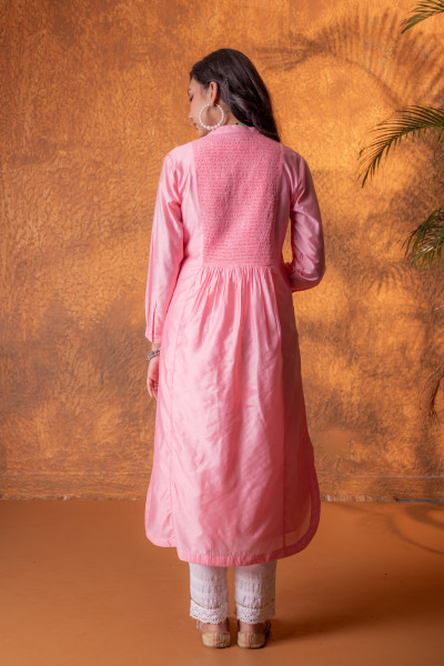Gulnaar Peach Foil Print Kurta