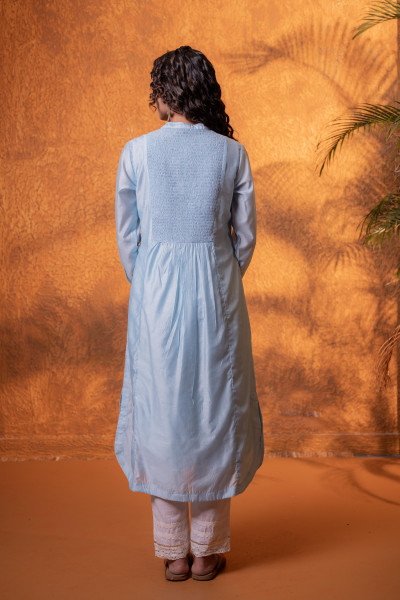 Neelara Powder Blue Foil Print Kurta