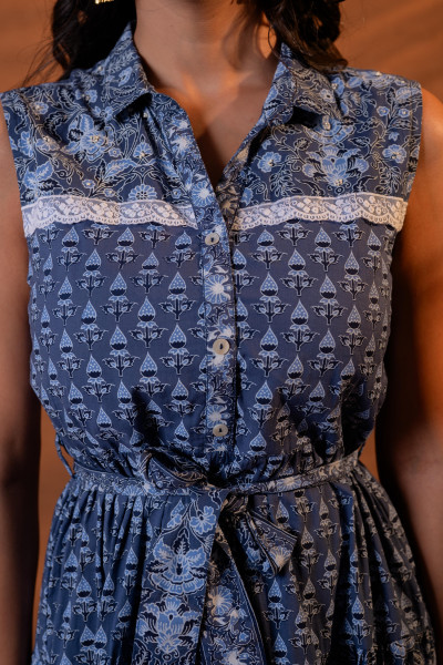 Indigo Vintage Bloom Long Dress