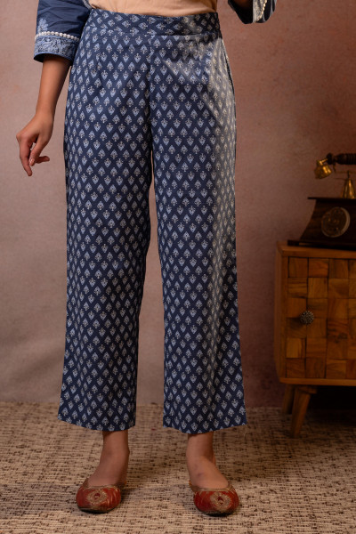 Slate Bloom Heritage Print Kurta Set