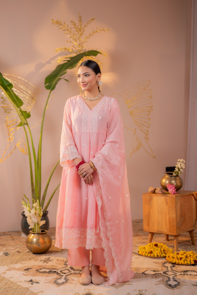 Peach Noor Festive Suit Set