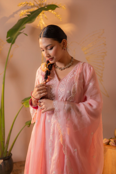 Peach Noor Festive Suit Set