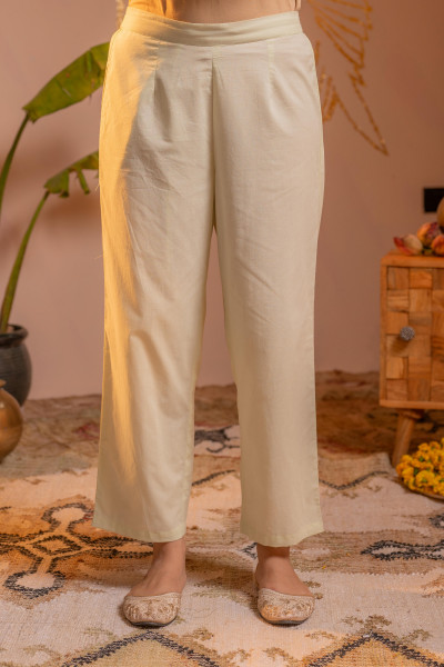 Lime  Kurta Set with Floral Lace Borders