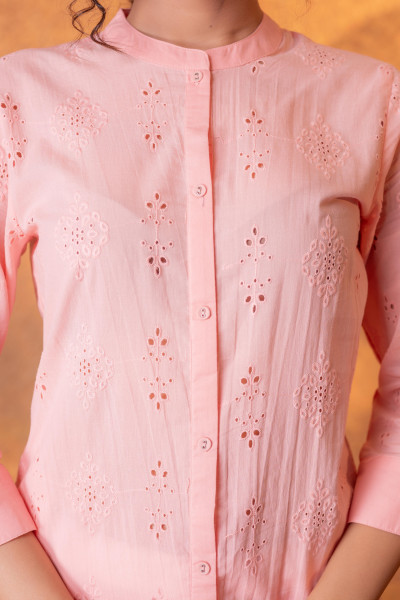 Peach Chikankari Kurta