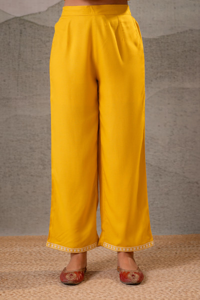 Sunlit Bloom Mustard Embroidered Co-Ord Set