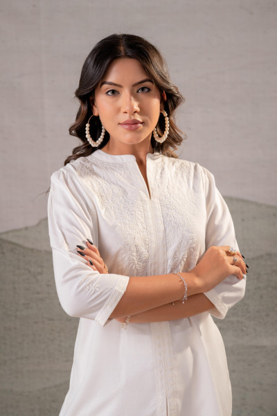 Cotton Bloom White Embroidered Co-Ord Set