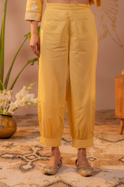 Mustard Blossom Anarkali Kurta Set with Striped Sheer Dupatta