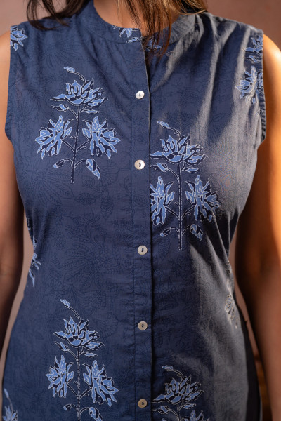 Indigo Vana Sleeveless Heritage Kurta Set