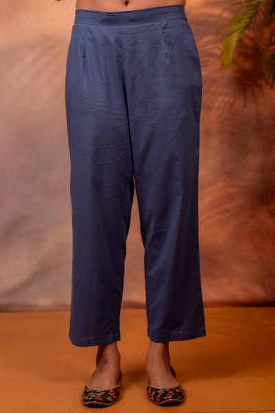 Indigo Ajrakh Printed Angrakha Kurta Set with Coordinated Dupatta