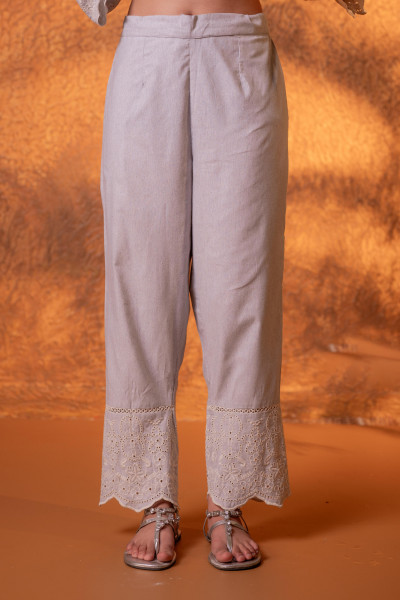 Grey Dune Tonal Schiffli Kurta Set