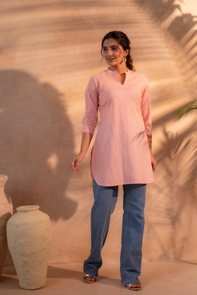 Peach  Ease Minimal Cotton Tunic