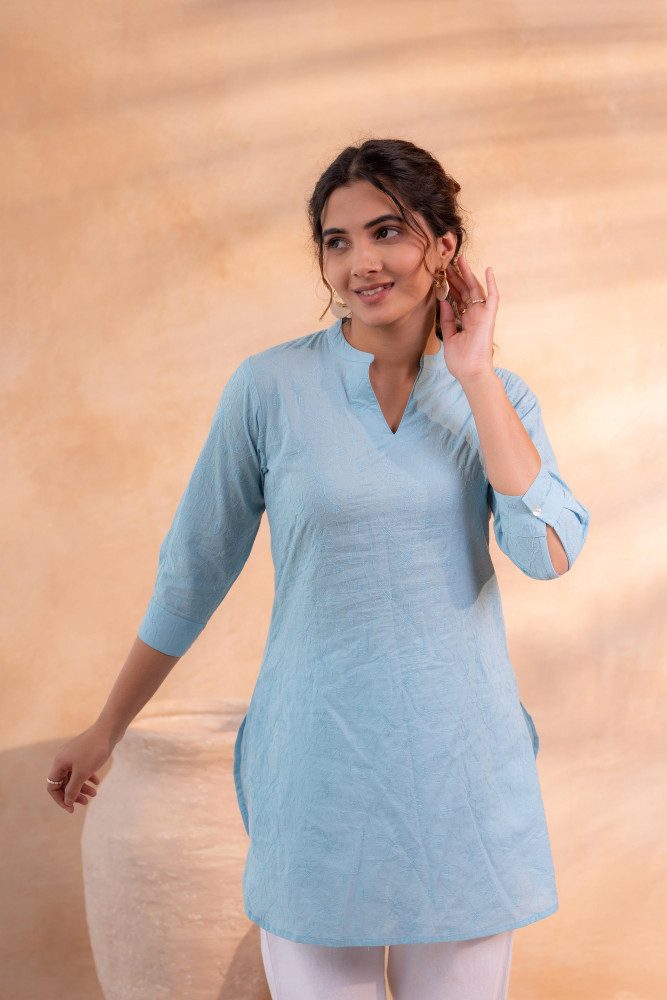 Sky Blue  Ease Minimal Cotton Tunic