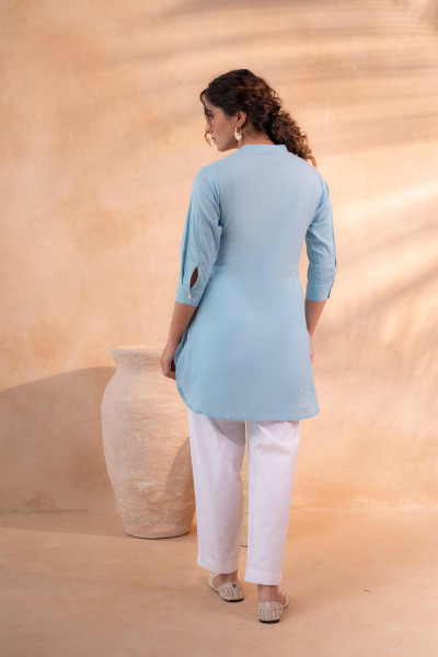 Sky Blue  Ease Minimal Cotton Tunic
