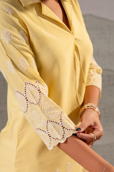 Sunbeam Schiffli Panel Kurta Set