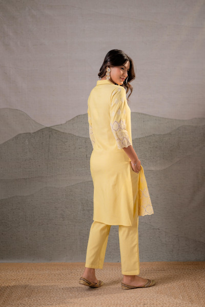 Sunbeam Schiffli Panel Kurta Set