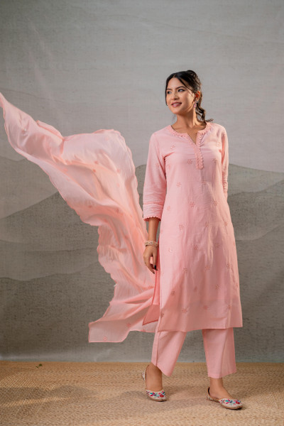 Peach Grace Minimal Suit Set