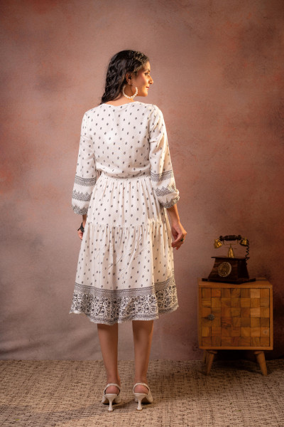 Noir Folk Printed Flare Dress