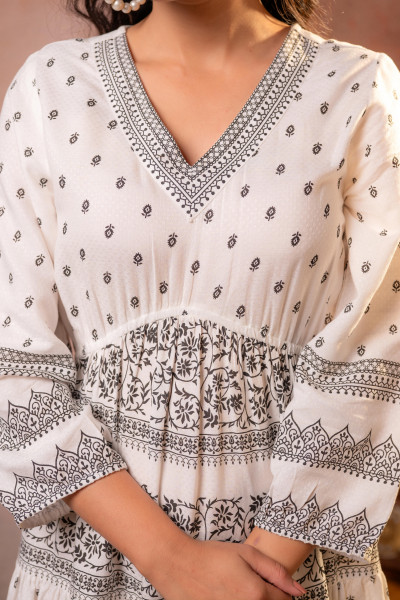 Noir Folk Printed Flare Dress