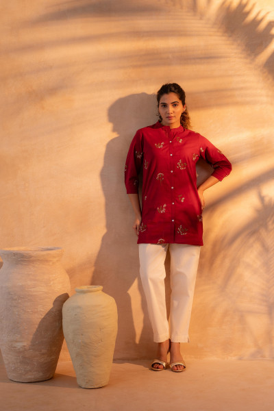 Maroon Bloom Everyday Tunic