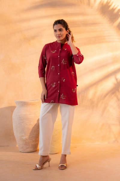 Maroon Bloom Everyday Tunic