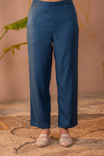 Navy Viscose Kurta Pant Set