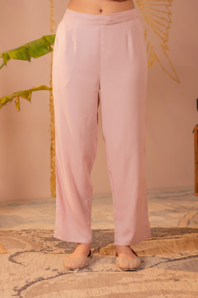 Pink Viscose Kurta Pant Set