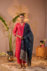 Rani Pink Kurta Set with Navy Blue Gold Buti Dupatta