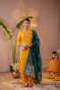 Mustard Kurta Set with  Forest Green Gold Buti Dupatta