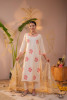 Ivory Coral Blossom Printed Kurta Pant And Dupatta Set