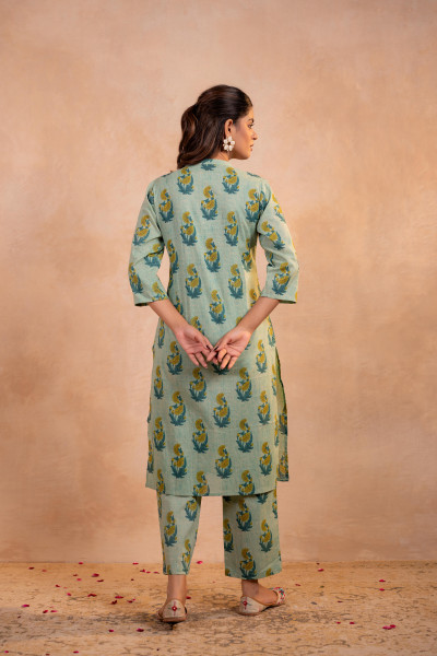 Sage Gul Floral Heritage Kurta Set