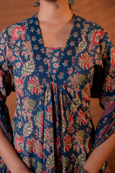 Ajrakh Printed  Kurta Set with Coordinated Dupatta