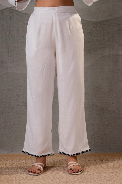 Noir Flora White & Black Embroidered Co-Ord Set