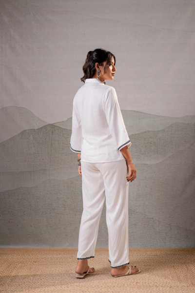 Noir Flora White & Black Embroidered Co-Ord Set