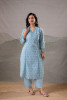 Sky Blue Schiffli Kurta And Pant Set