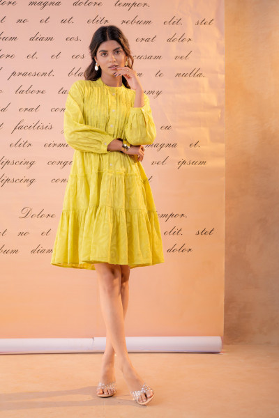 Pistachio Meadow Tiered Shirt Dress
