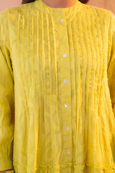 Pistachio Meadow Tiered Shirt Dress