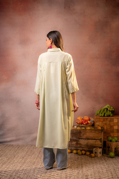 Meadow PistaGreen Bloom Embroidered Shirt Kurta