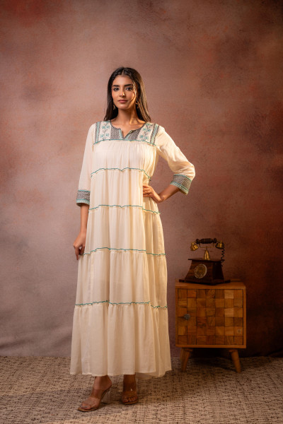 Off-White Sage Tiered Maxi Dress