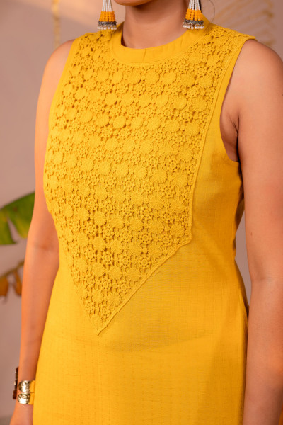 Patchwork Mustard Kurta