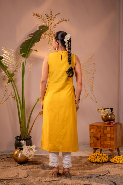 Patchwork Mustard Kurta