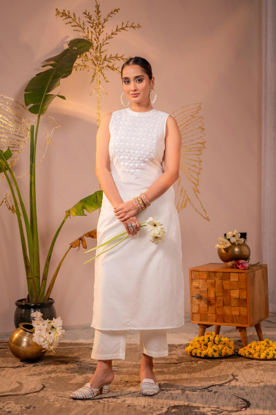 Patchwork White Kurta