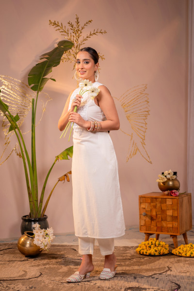 Patchwork White Kurta