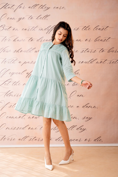 Zest Bloom Mint Tiered Summer Dress