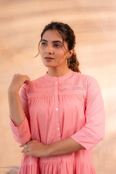 Zest Bloom Peach Tiered Summer Dress